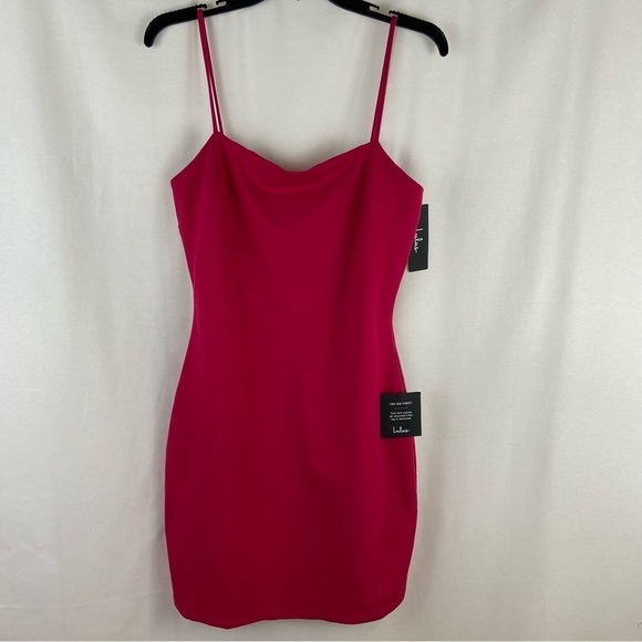 Lulu’s Hot Pink Spaghetti Strap Mini Slip Dress Barbie Glam Party Clubbing NEW - Picture 3 of 8